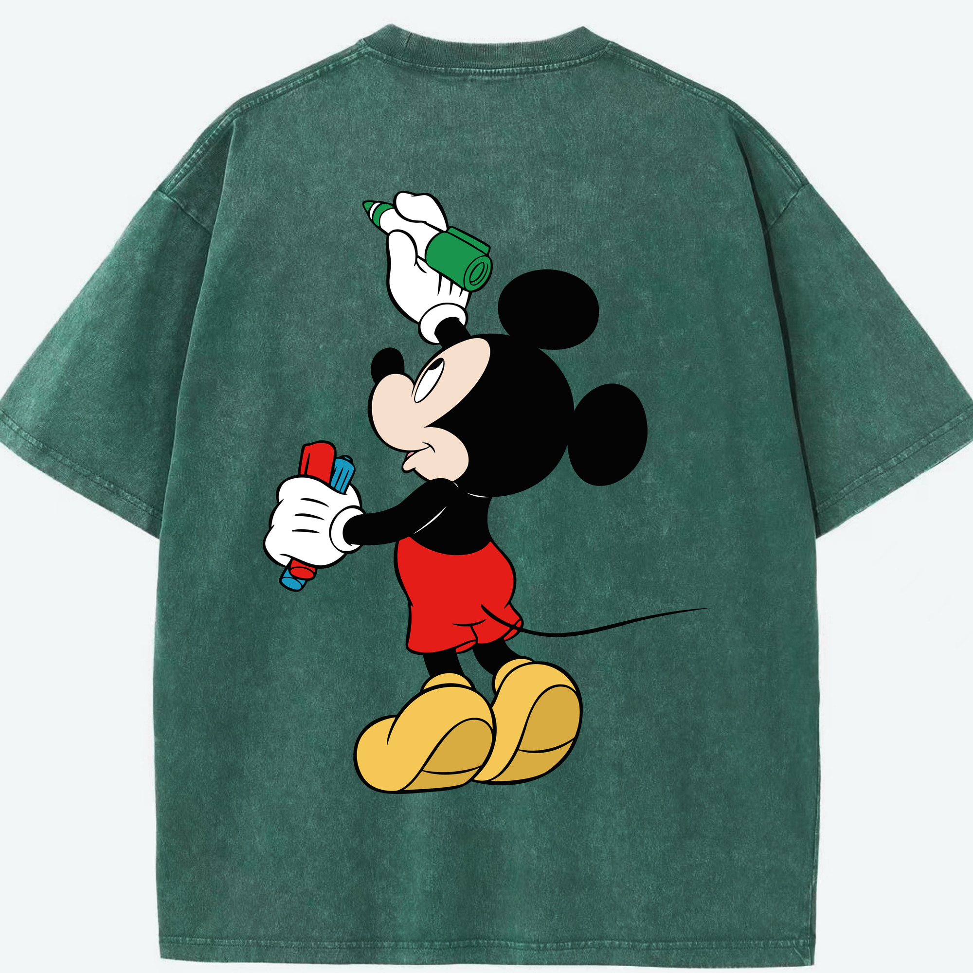 （画像用） ミッキーマウス Mickey Mouse 綿100% ヴィンテージ風 半袖Tシャツ（背面プリント）